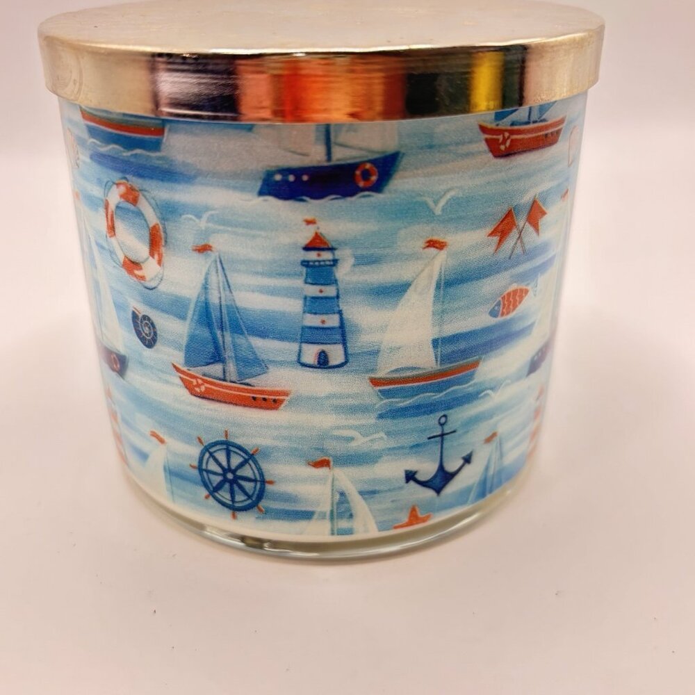 Kringle Candle Salt Water Taffy 3 Wick Painted Jar Soy Candle Nautical Boat 14oz - Picture 10 of 13
